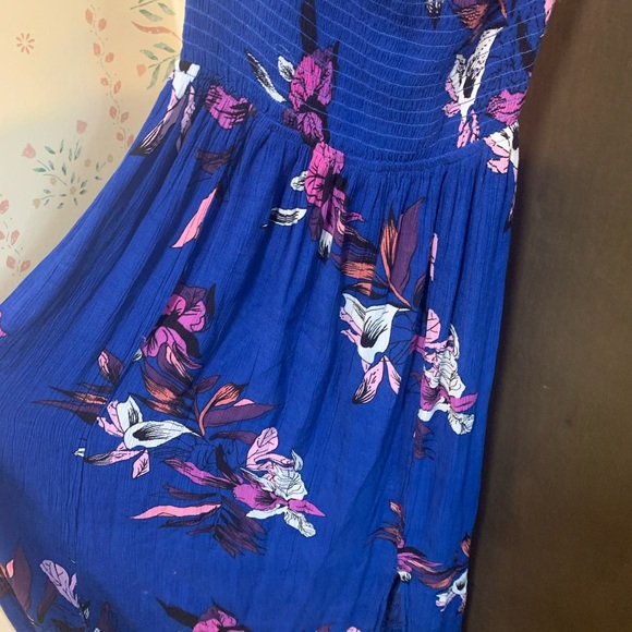 Blue & Flowered Maxi Dress- Small - Picture 5 of 7